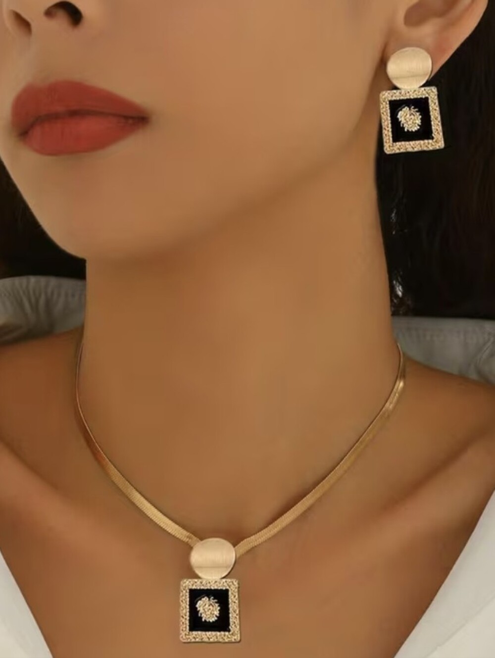 Designer Inspired Lion Earring & Necklace Set